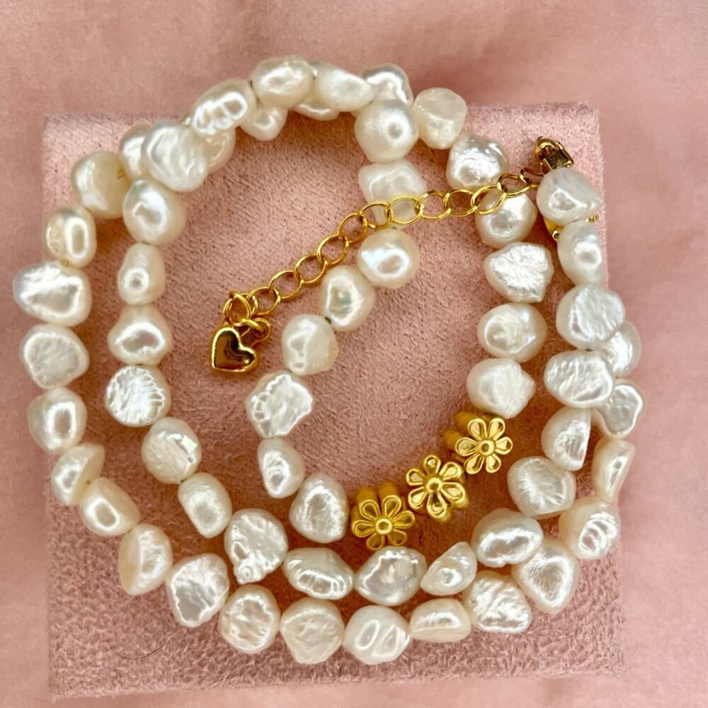 24k gold dipped freshwater pearl necklace handmade